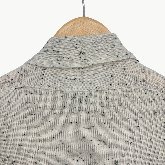 Eileen Fisher Organic Cotton Speckle High Collar Cardigan | XS | Neutral/Black - Picture 11 of 14